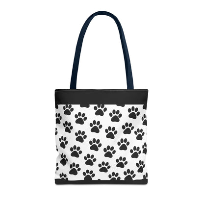 Eco-friendly paw print tote bag by Printify, stylish carryall for dog and cat lovers, featuring a paw print design on durable fabric.