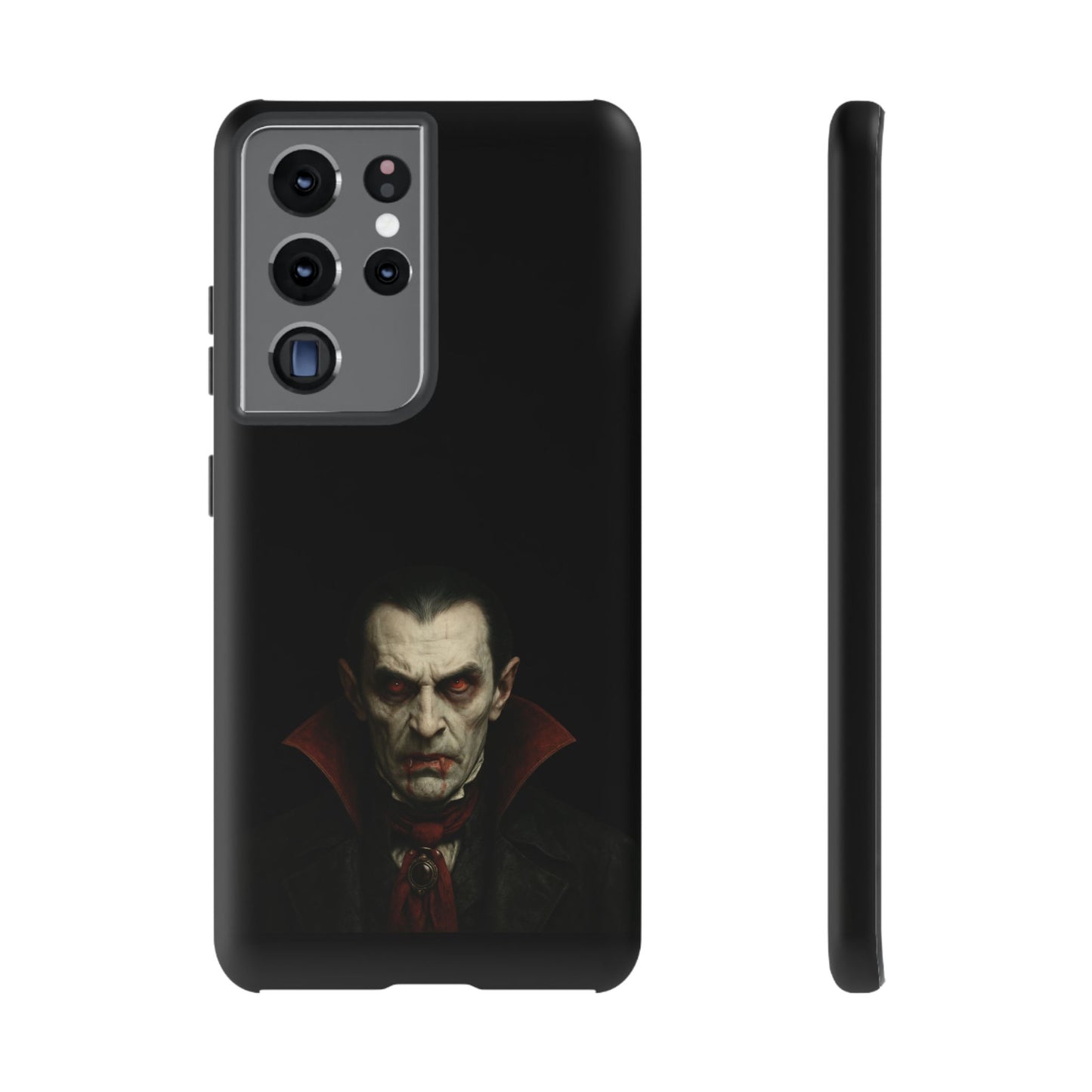 Gothic vampire portrait phone case for iPhone featuring a Dracula horror design by Printify.