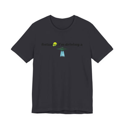 Alien Driving Unisex Tee - Fun Casual Shirt, Gifts for UFO Lovers, Quirky Humor T-Shirt, Perfect for Road Trips, Unique Birthday Present