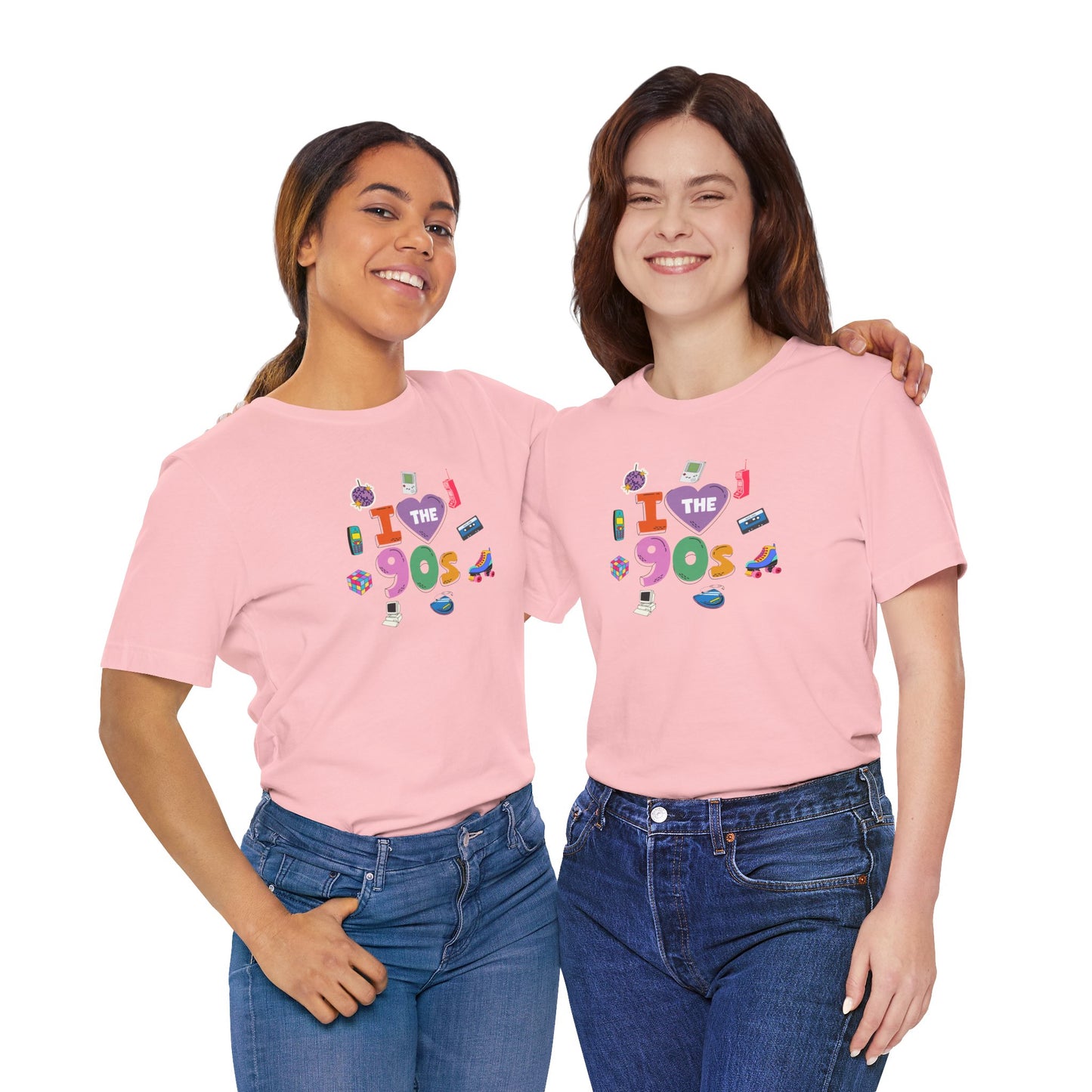 I  Love the 90's Short Sleeve Tee - Retro Graphic Tee, Vintage Style Shirt, Perfect for Casual Outings, 90s Nostalgia Apparel