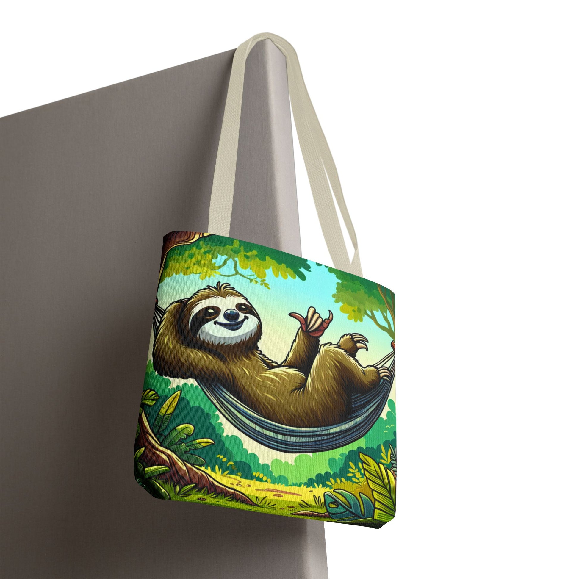 Eco-friendly sloth tote bag by Printify featuring a cute sloth design, perfect for animal lovers and casual outings.