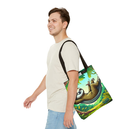 Eco-friendly sloth tote bag by Printify featuring a cute sloth design, perfect for animal lovers and casual outings.