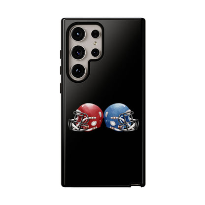 Red and blue football helmet tough phone case for iPhone, protective Printify cover with detailed helmet design.