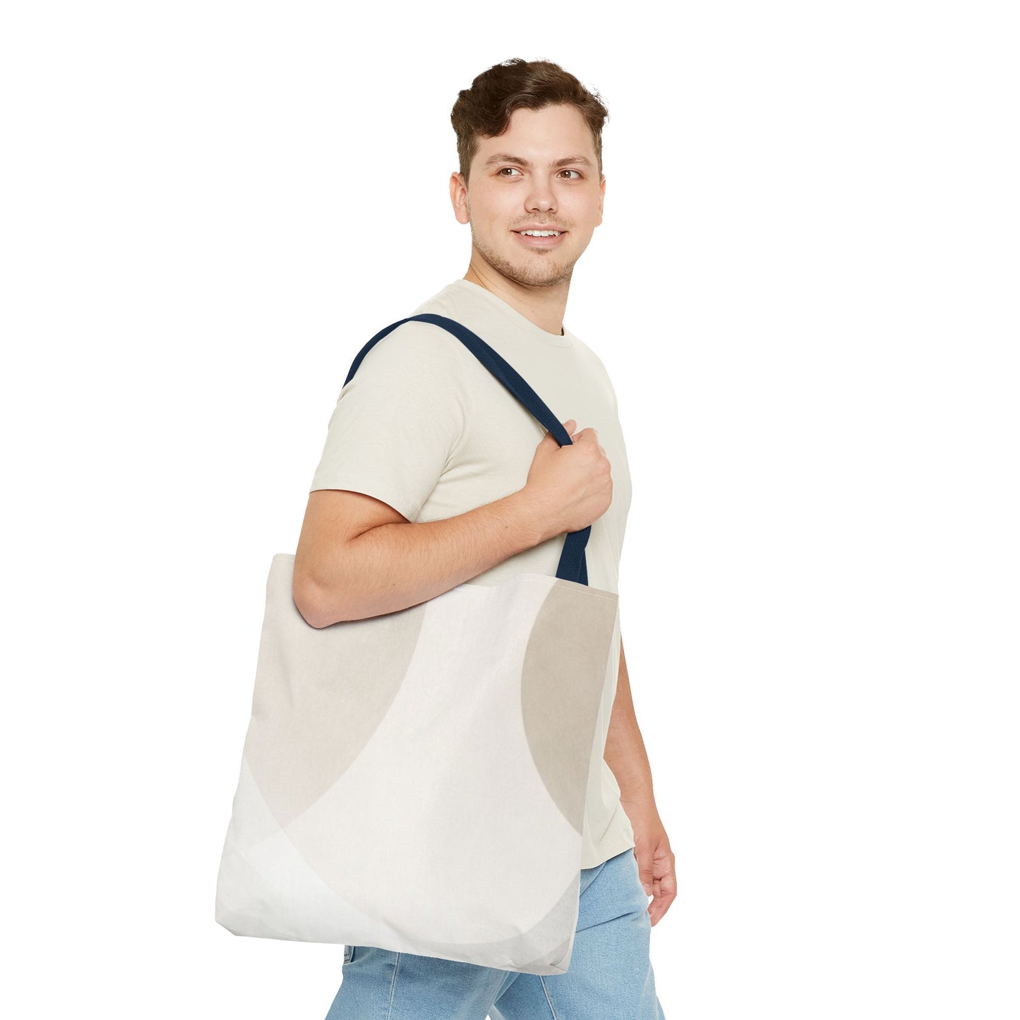Neutral Abstract Geometric Tote Bag | Minimal Beige Shapes