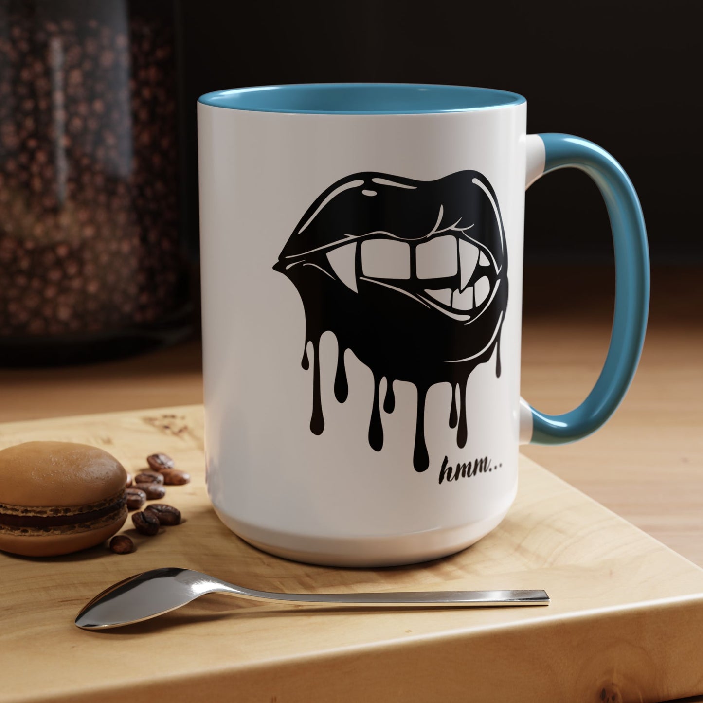 Dripping Lip Coffee Mug – "hmm..." Accent Ceramic Mug (11/15oz)