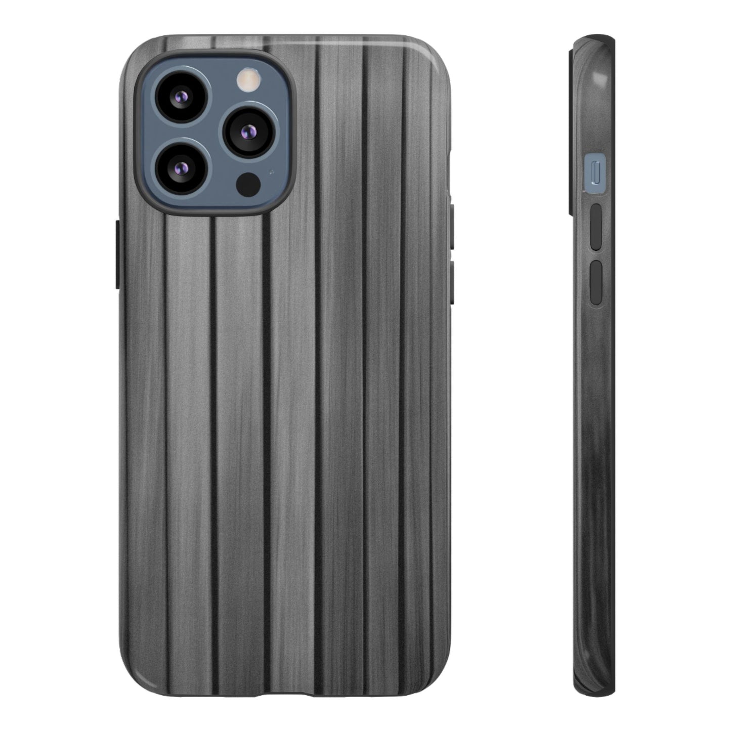 Ribbed metal texture phone case by Printify, tough protective iPhone cover with durable ribbed design and metallic finish.
