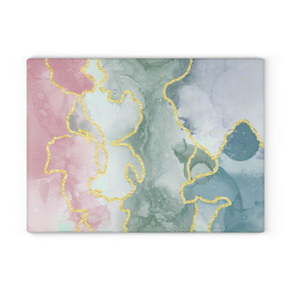 Pastel Marble Gold Vein Glass Cutting Board - view 3