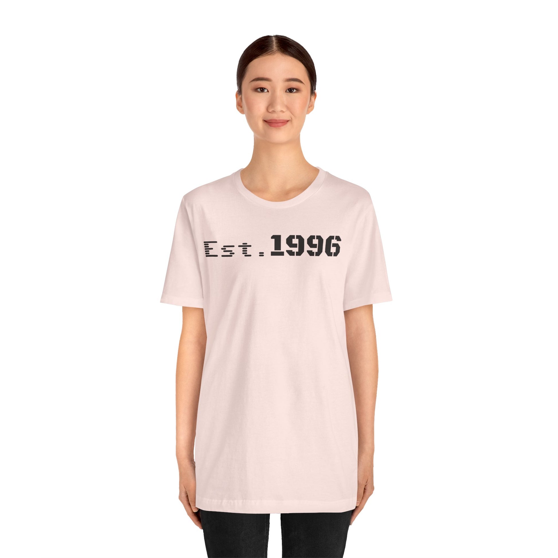 Unisex Jersey Tee - 'Est. 1996' Graphic Shirt, Birthday Gift, Casual Wear, Vintage Style, Retro Fashion, Gift for Him/Her - TRV