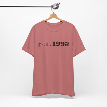 Retro vintage Est. 1992 T-shirt by Printify featuring a classic design celebrating the birth year on a casual tee.