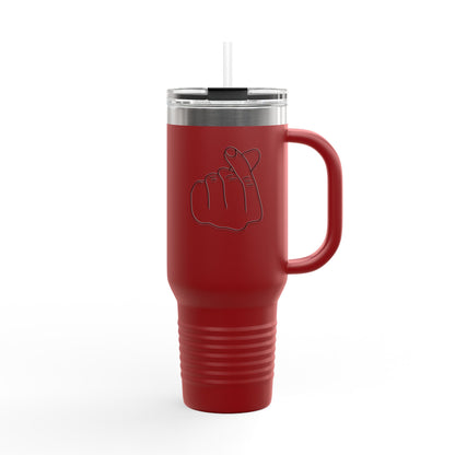 Heart Gesture Insulated Travel Mug - 40oz - Ideal for Coffee Enthusiasts, On-the-Go Drinkers, Valentine's Day Gift, Travel Companion, Large