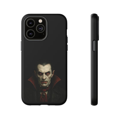 Gothic vampire portrait phone case for iPhone featuring Dracula horror design by Printify.
