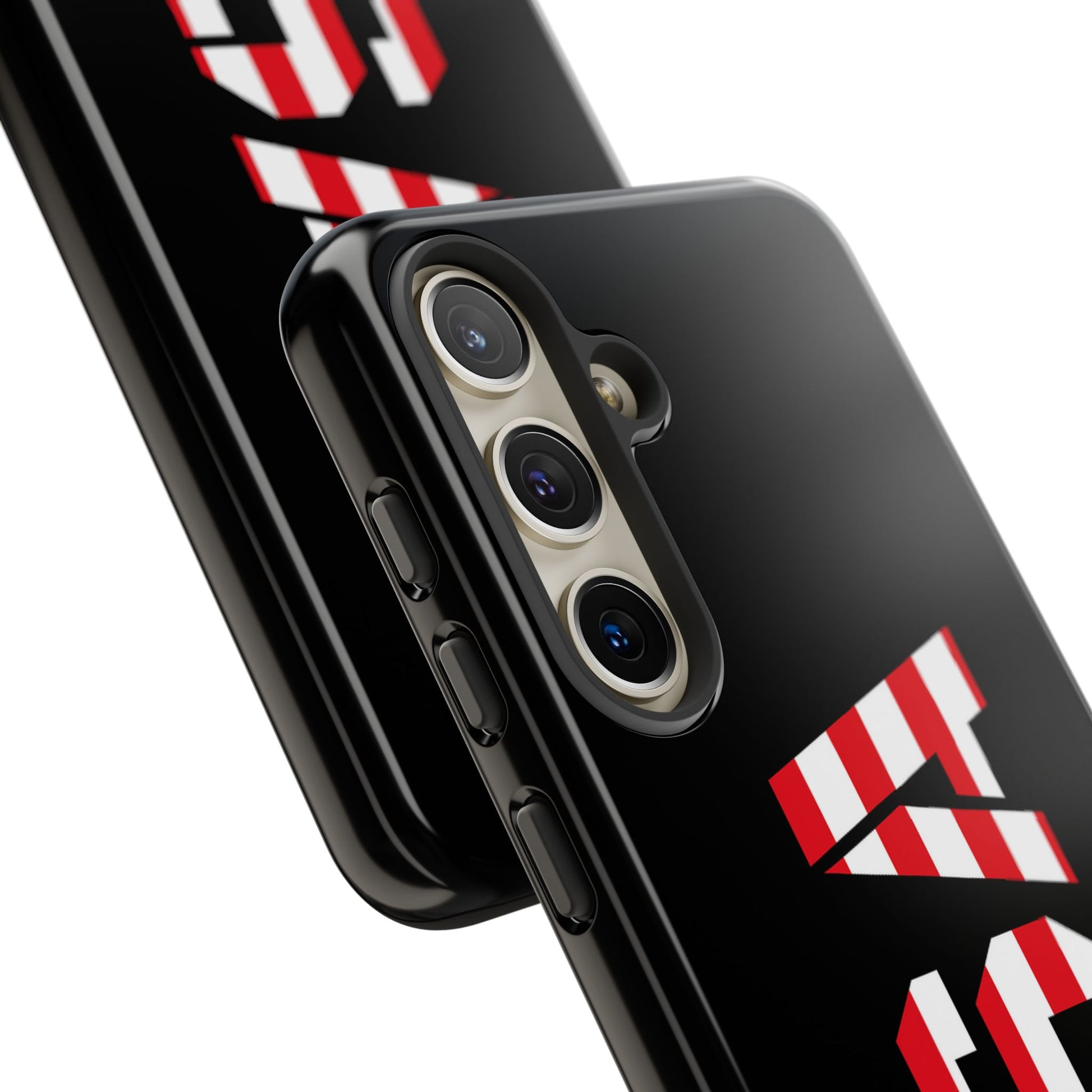 Patriotic American flag phone case by Printify designed to protect a smartphone with a bold flag pattern.