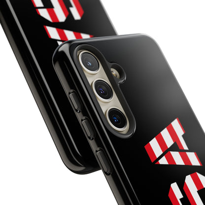Patriotic American flag phone case by Printify designed to protect a smartphone with a bold flag pattern.