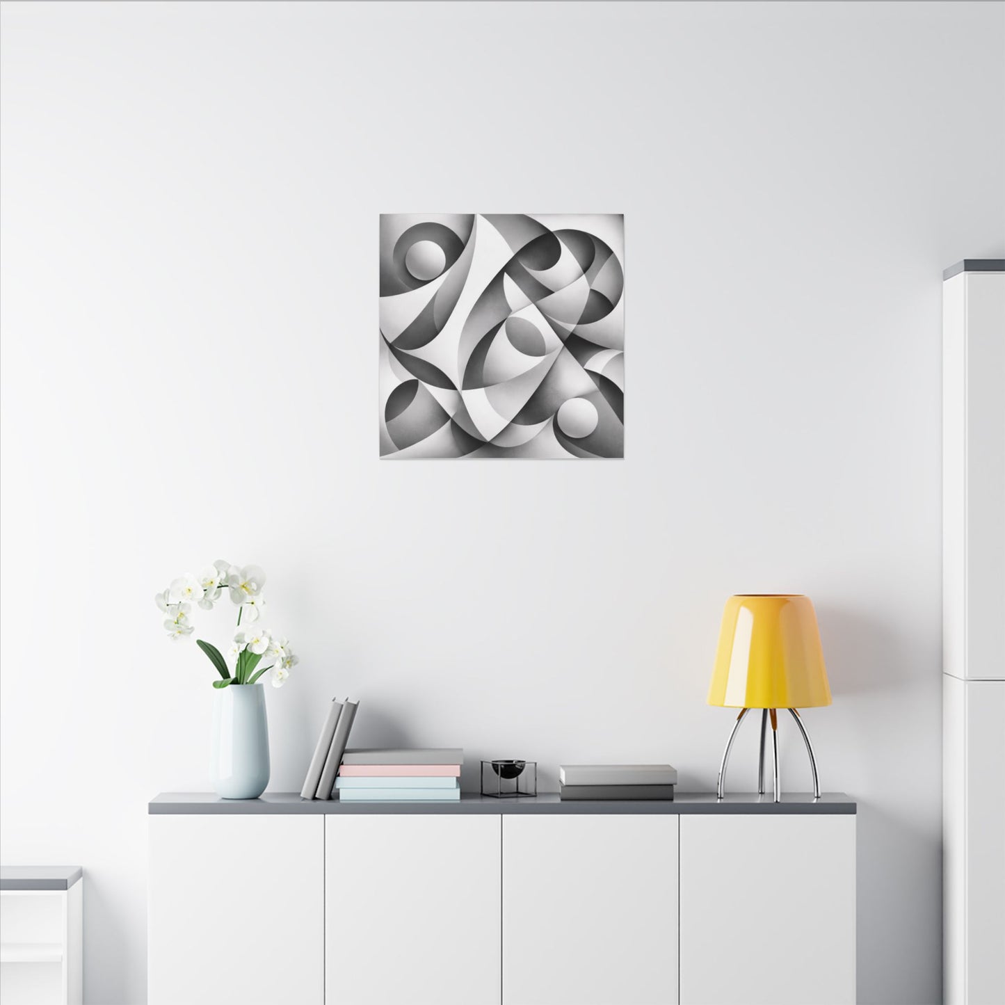 Monochrome Abstract Geometric Art Matte Canvas