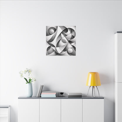Monochrome Abstract Geometric Art Matte Canvas
