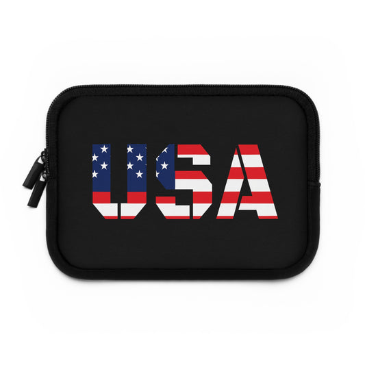 Patriotic Laptop Sleeve, Independence Day Tech Case, USA Flag Electronics Pouch, Work or School Accessory, Holiday Gift, 4th of July Cover - TRV