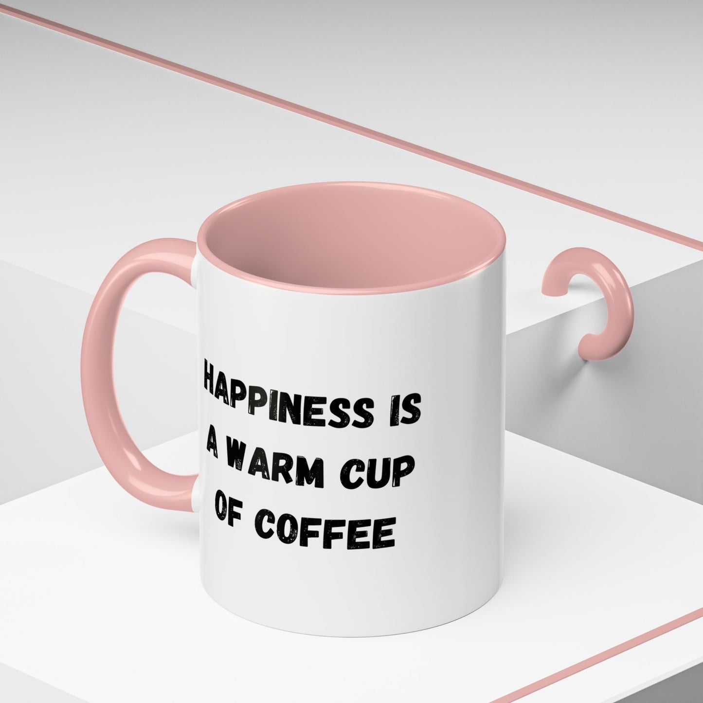 Coffee Mug — “Happiness Is A Warm Cup Of Coffee” Accent Ceramic Mug (11/15 oz)