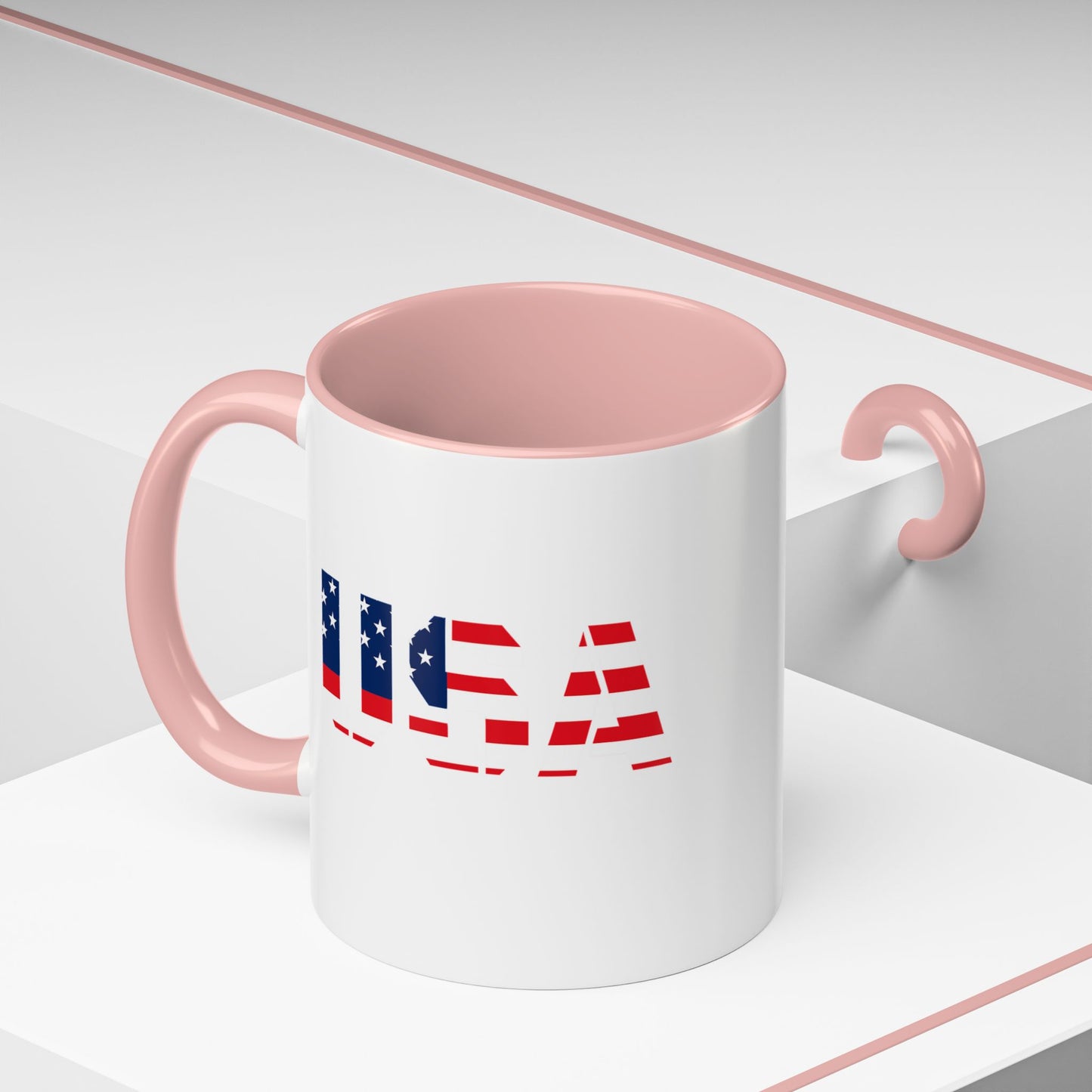 USA Flag Accent Coffee Mug — Patriotic 11/15oz Ceramic Coffee Cup