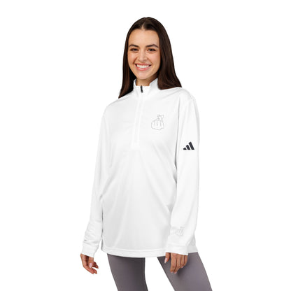 Adidas® Embroidered Quarter-Zip Pullover - Stylish Performance Layer With Love Gesture