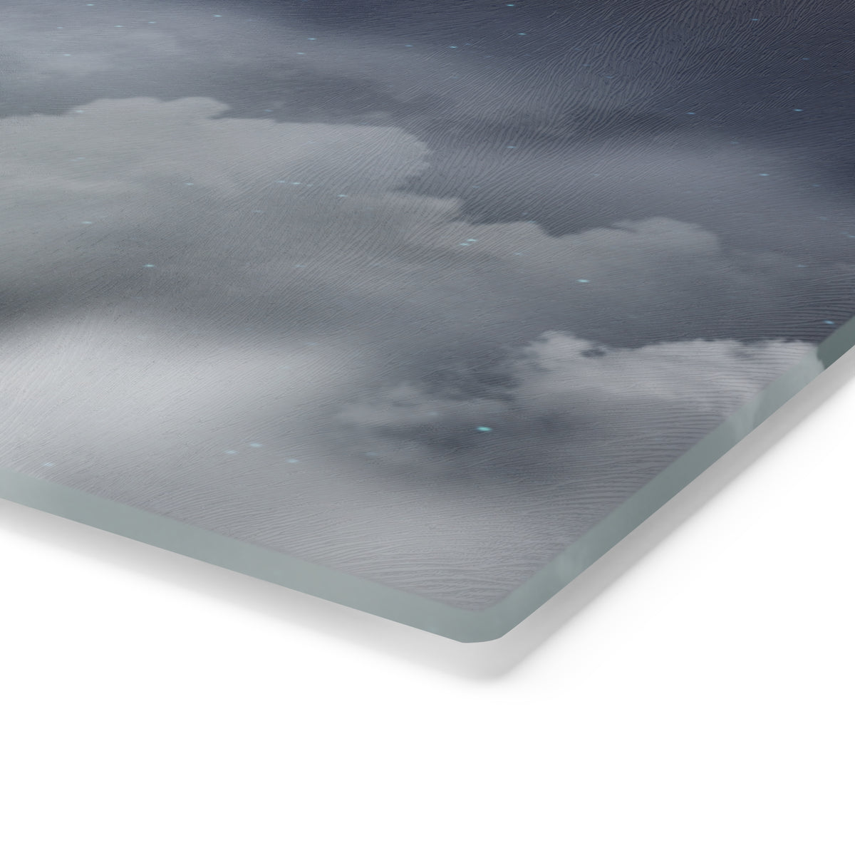 Cloudscape Glass Cutting Board — Moody Mist Kitchen Decor