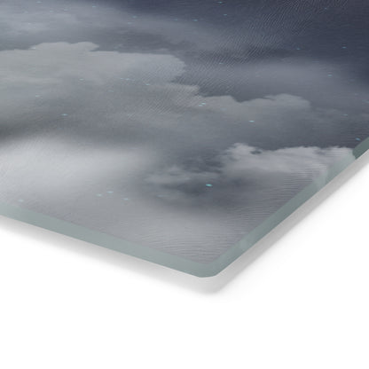 Cloudscape Glass Cutting Board — Moody Mist Kitchen Decor