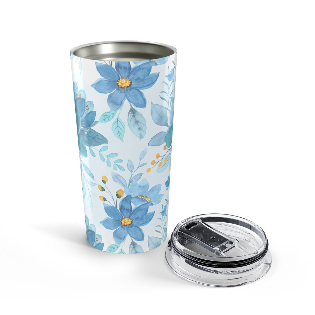 Blue watercolor floral 20oz insulated stainless steel tumbler