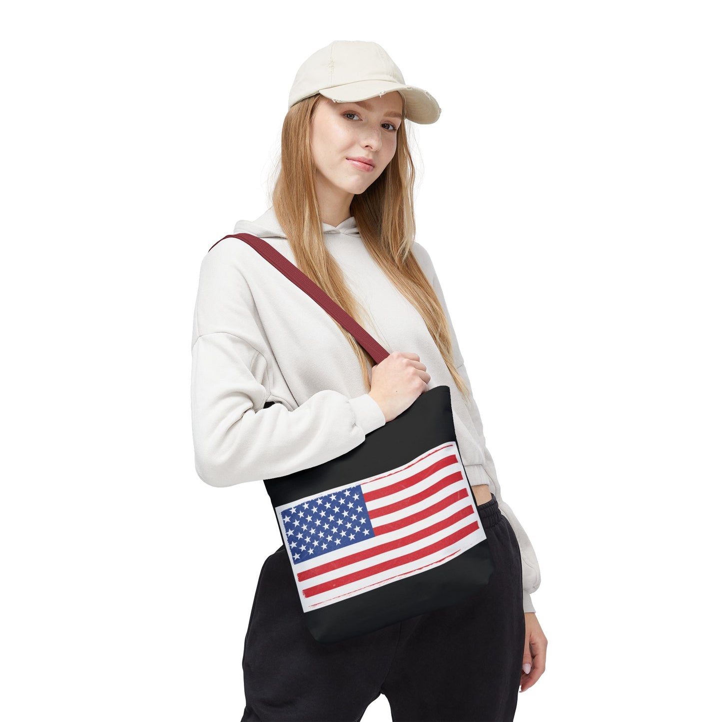 Patriotic Tote Bag, American Flag Carryall, Beach Bag, Reusable Shopping Tote, Independence Day Gift - TRV