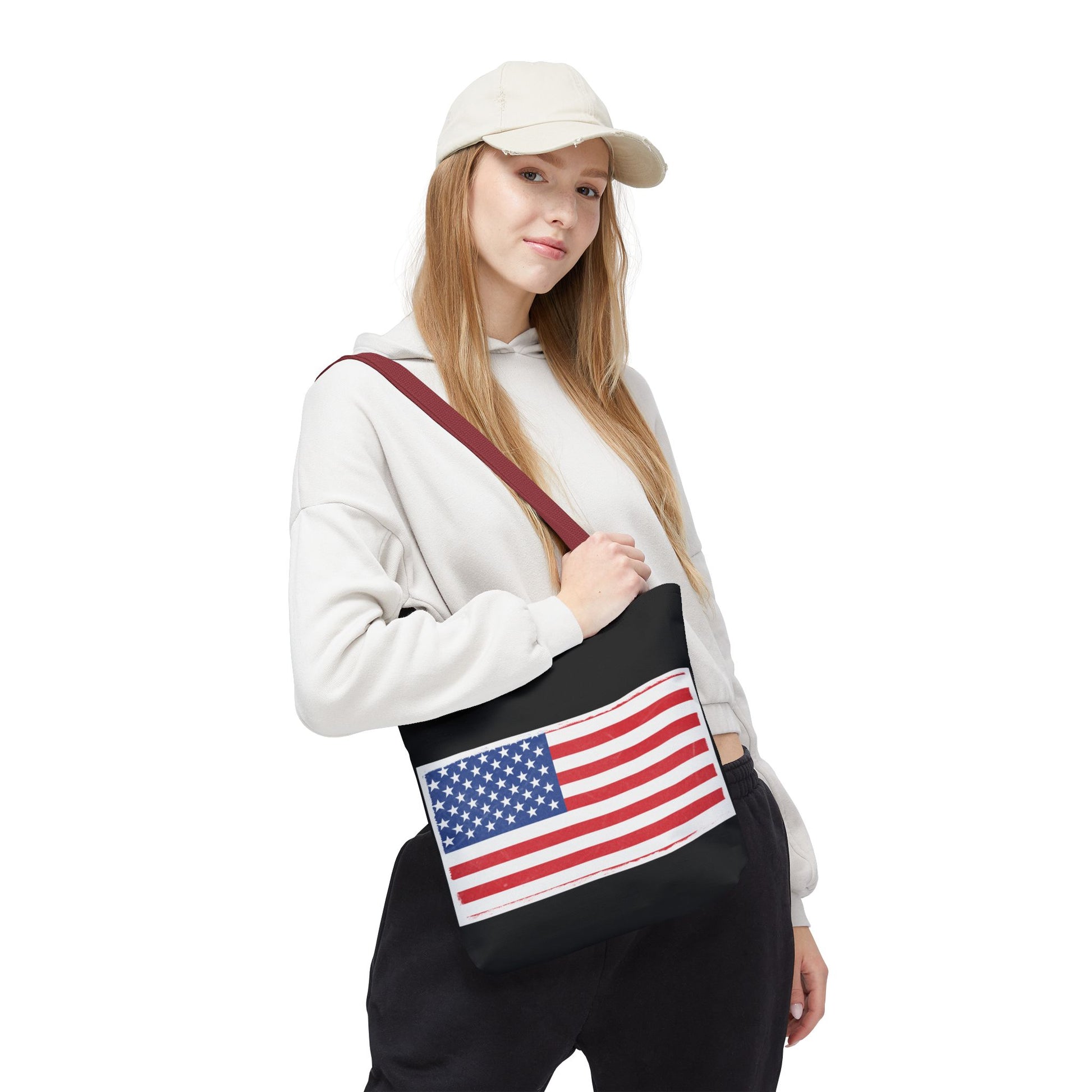 Patriotic Tote Bag, American Flag Carryall, Beach Bag, Reusable Shopping Tote, Independence Day Gift - TRV