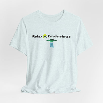 Alien Driving Unisex Tee - Fun Casual Shirt, Gifts for UFO Lovers, Quirky Humor T-Shirt, Perfect for Road Trips, Unique Birthday Present