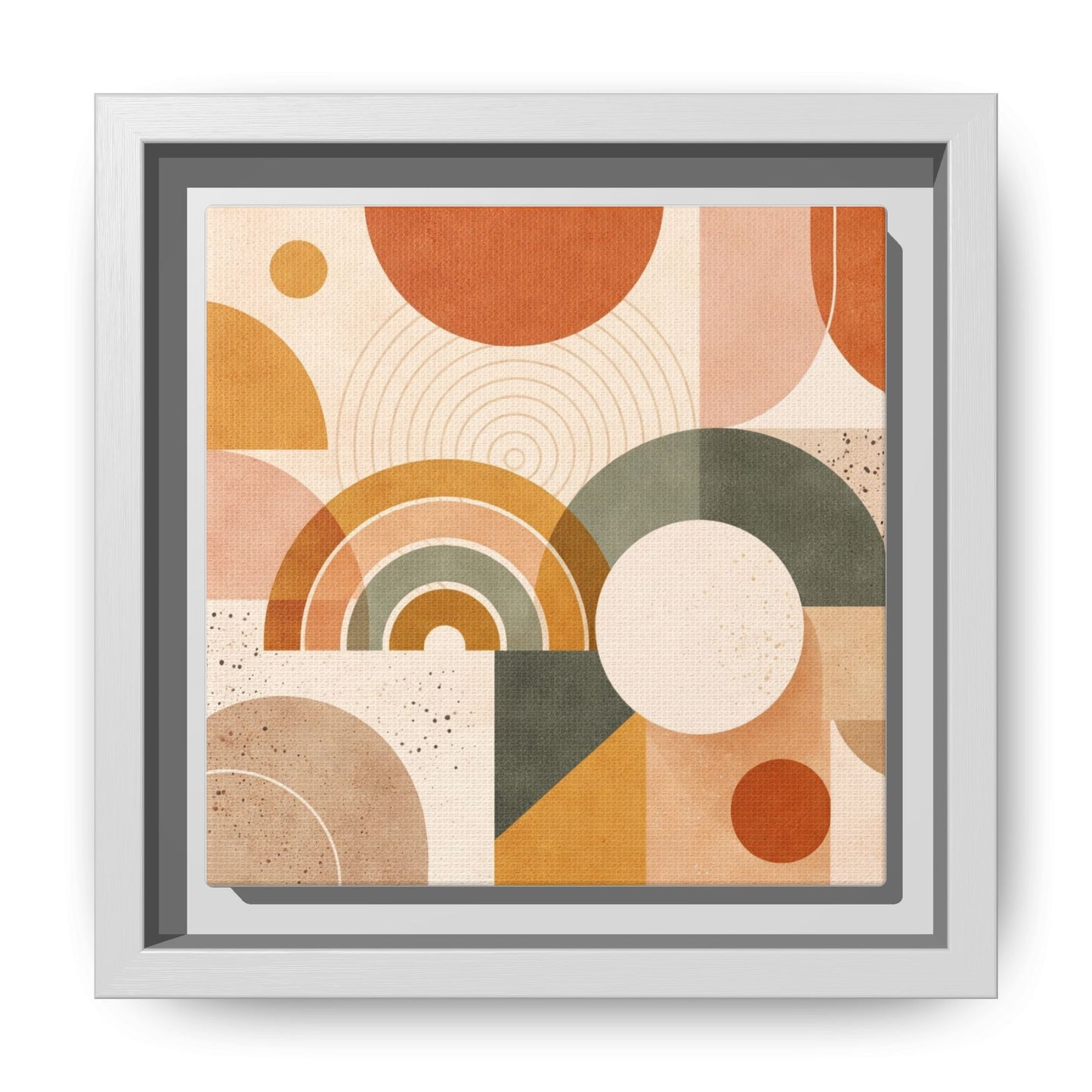 Abstract Terracotta Geometric Rainbow Matte Canvas Framed