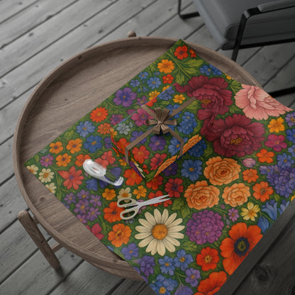 Floral Bouquet Wrapping Paper Roll — Vintage Garden Pattern