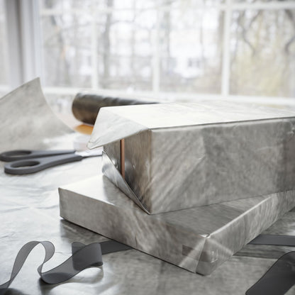 Gray marble wrapping paper roll with watercolor design, ideal for weddings, birthdays, and minimalist gift packaging.