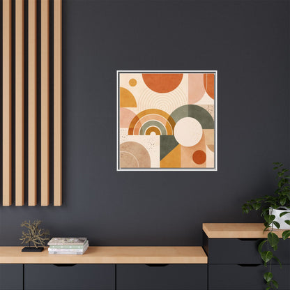Abstract Terracotta Geometric Rainbow Matte Canvas Framed