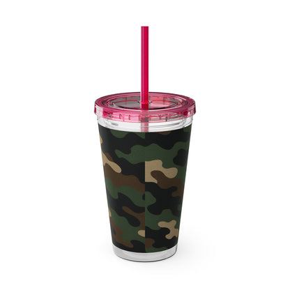 Stylish Camo Tumbler, 16oz Cup with Straw, Perfect for Outdoor Adventures, Gifts for Him, Travel Mug, Eco-friendly Drinkware, Camping - TRV