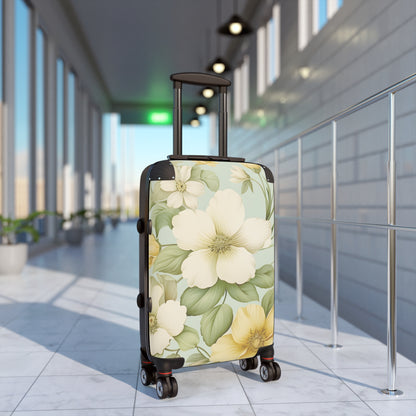Floral Vintage Carry-On Suitcase — Pastel Dogwood Luggage
