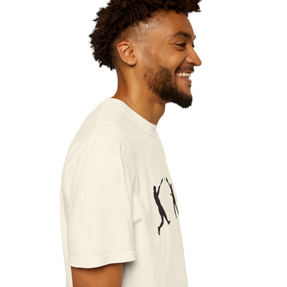 Black baseball silhouette graphic T-shirt for men, featuring minimal baseball players design by Printify.