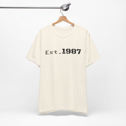 Vintage Est. 1987 T-Shirt by Printify featuring a classic design celebrating the year 1987.