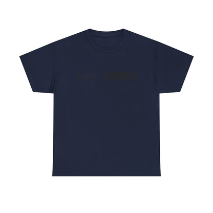 Vintage minimalist "Est. 1995" T-shirt by Printify featuring a simple design celebrating the birth year.