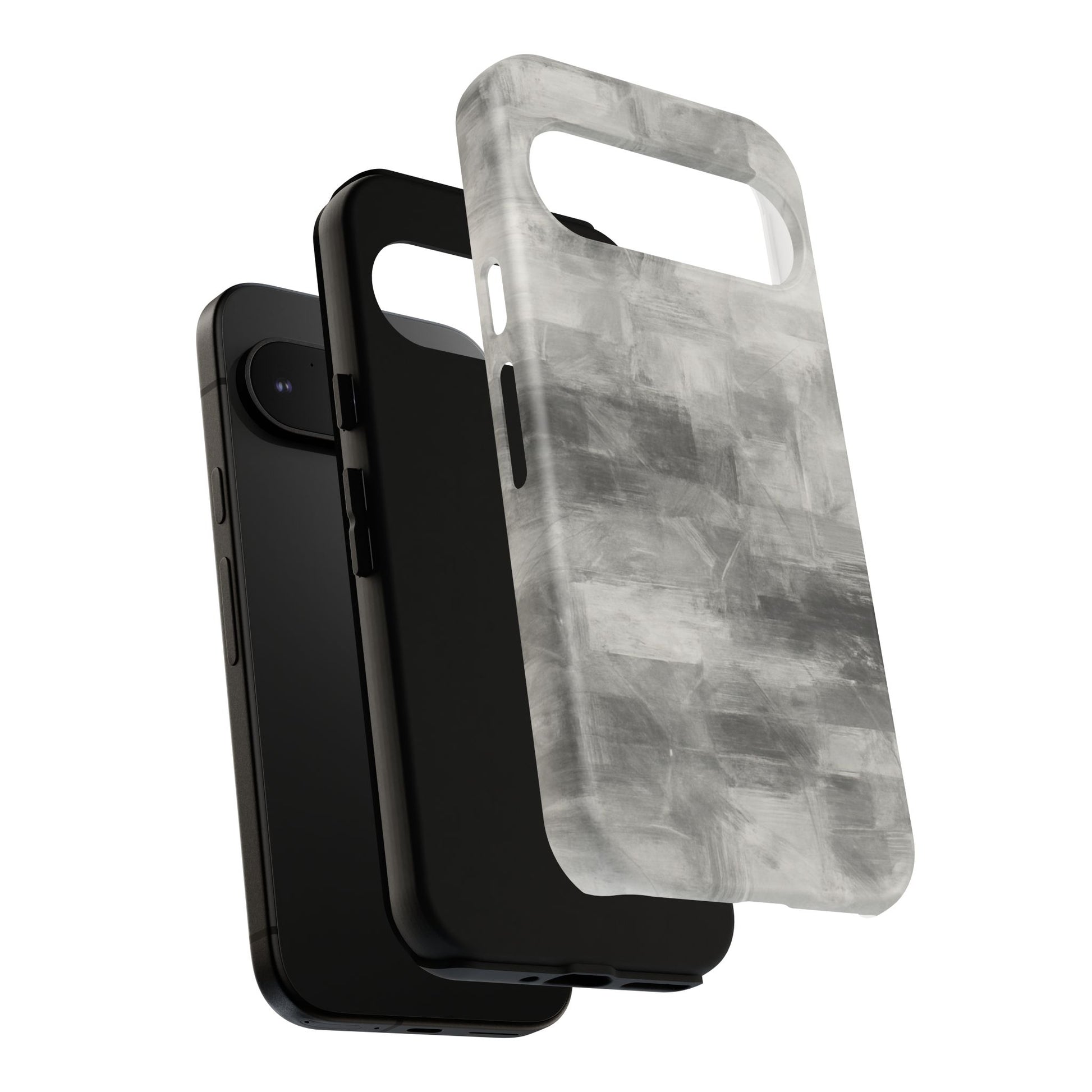 Abstract gray grid phone case for iPhone, tough protective cover by Printify with modern geometric design.