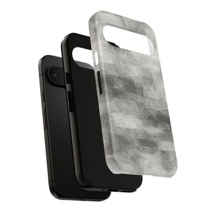 Abstract gray grid phone case for iPhone, tough protective cover by Printify with modern geometric design.