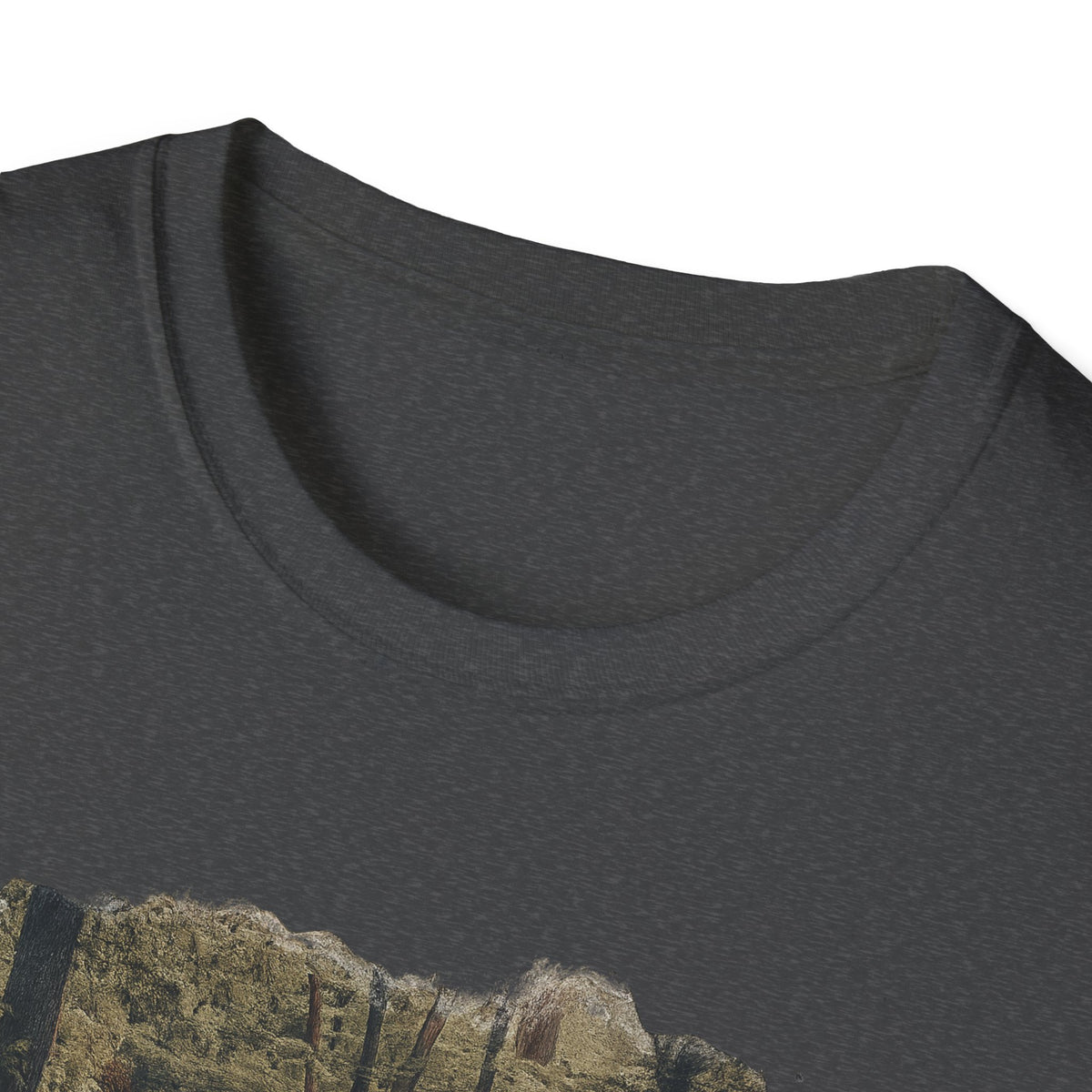 Vintage forest landscape T-shirt by Printify featuring a nature pathway scene on a comfortable casual tee.