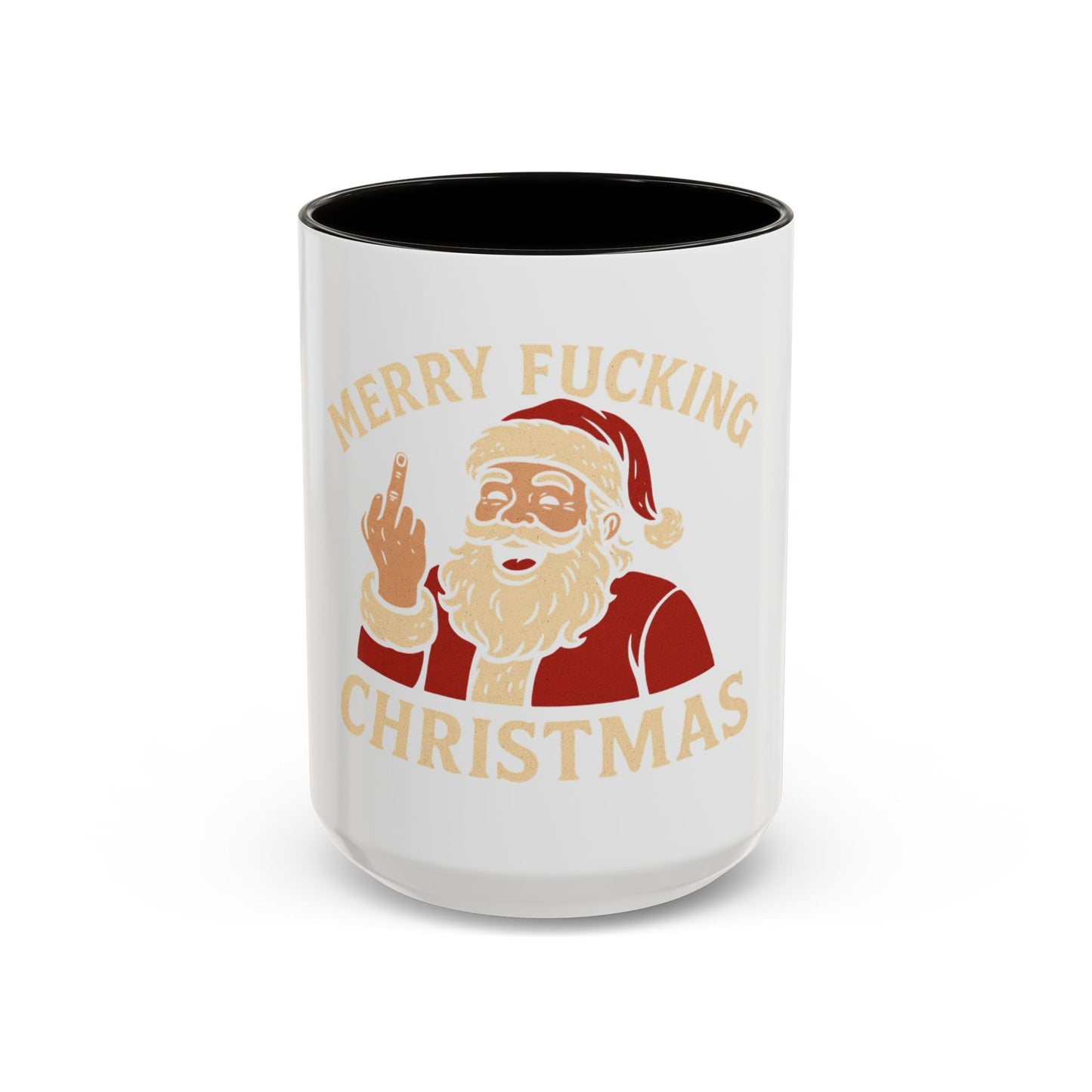 Merry Fucking Christmas Mug — Funny Santa Middle Finger Coffee Cup (11oz & 15oz)