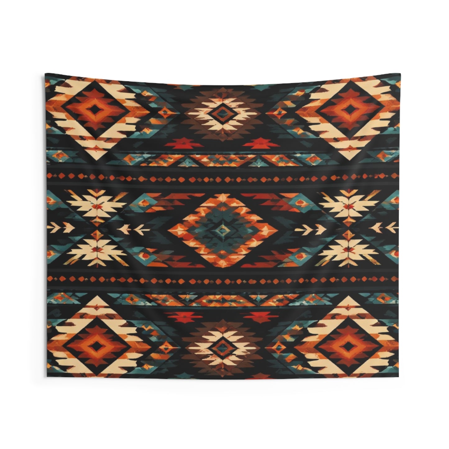 Southwestern Diamond Indoor Wall Tapestry — Boho Tribal Aztec Pattern