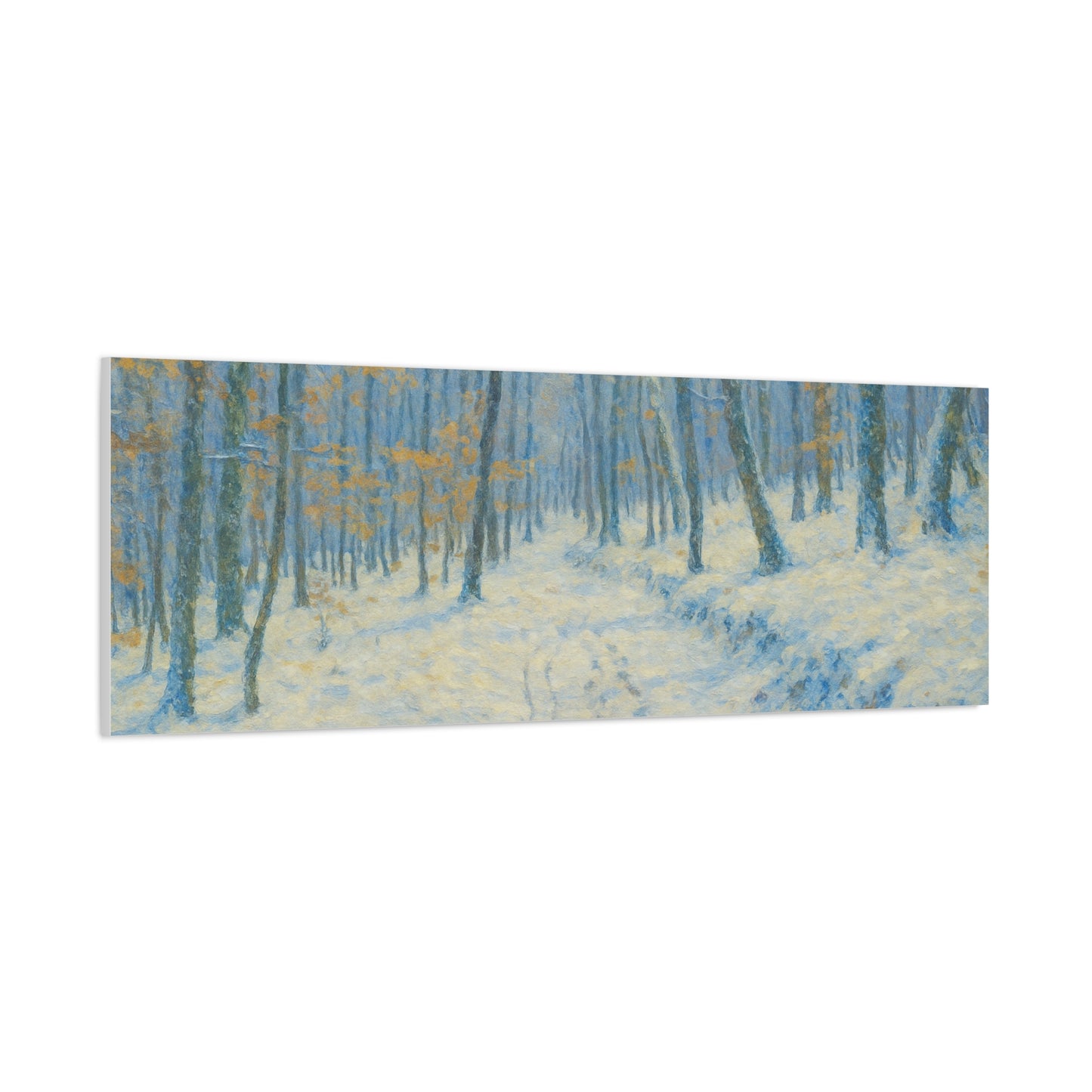 Winter woodland canvas print featuring a snowy forest scene, matte stretched wall art by Printify.