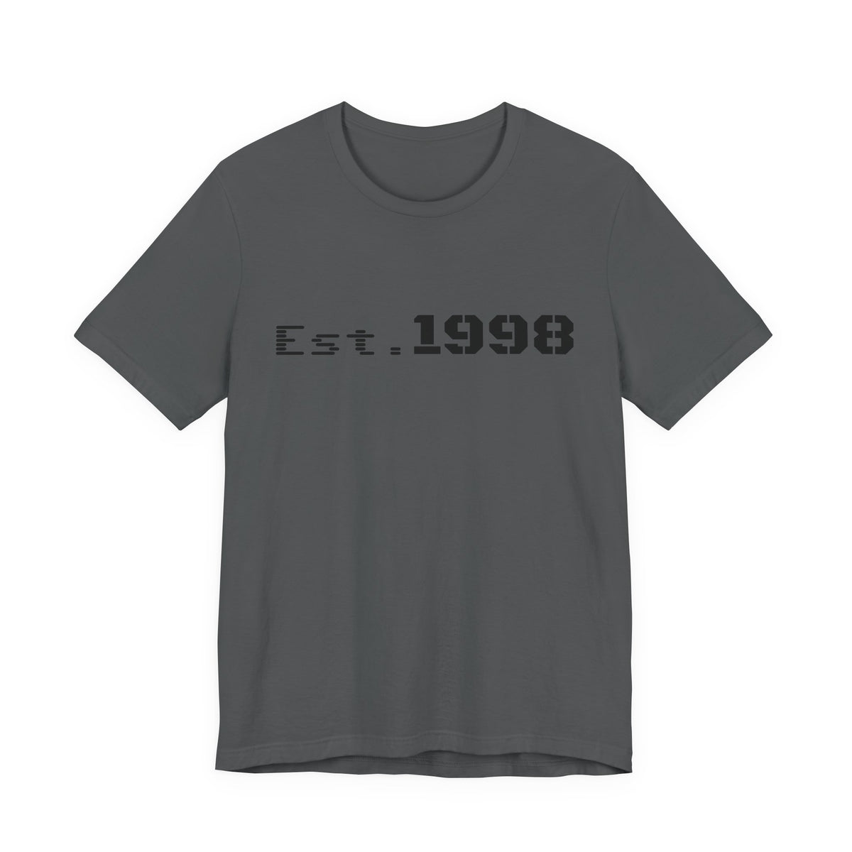 Vintage Est. 1998 T-shirt by Printify featuring a graphic design celebrating the year of birth.