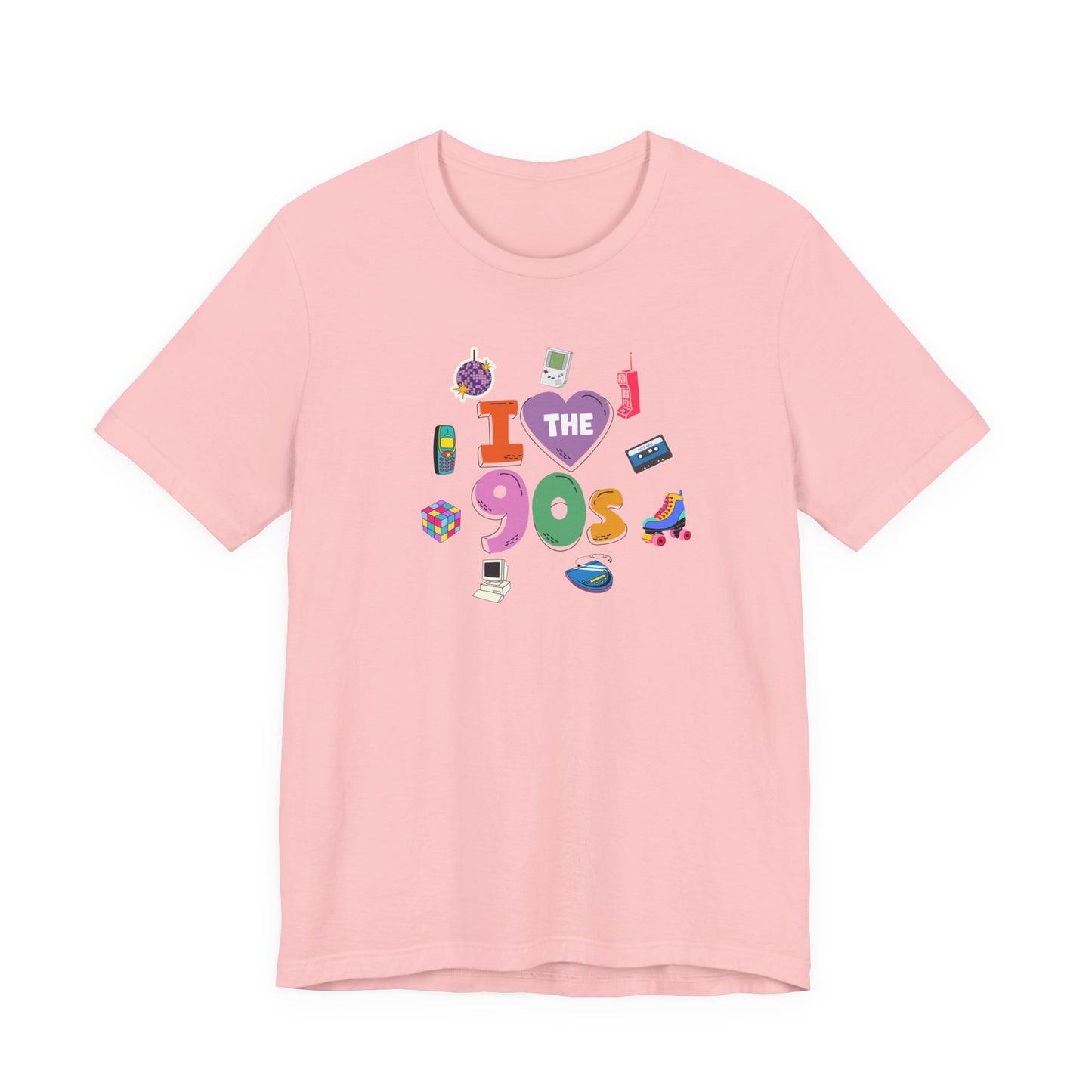 I  Love the 90's Short Sleeve Tee - Retro Graphic Tee, Vintage Style Shirt, Perfect for Casual Outings, 90s Nostalgia Apparel
