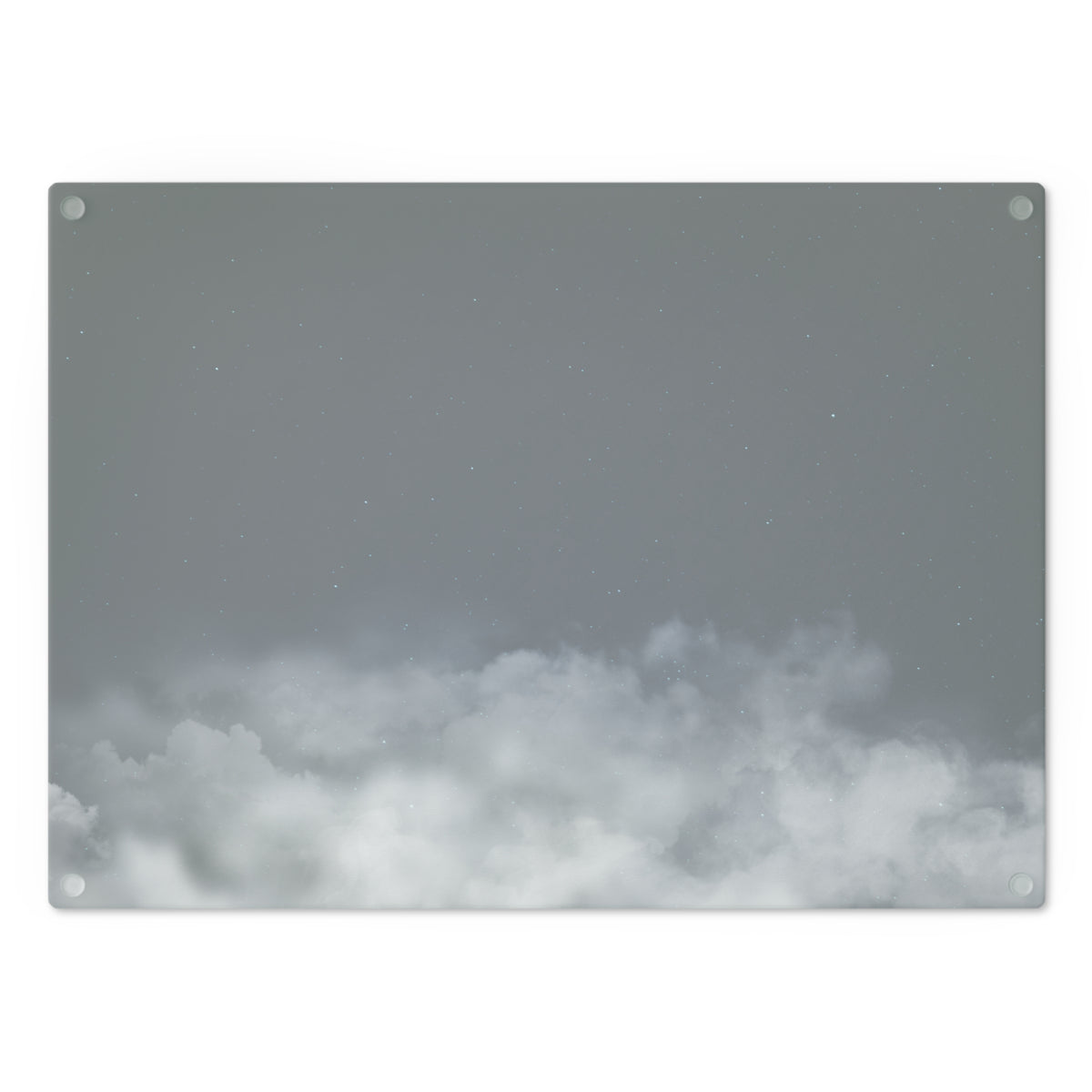 Cloudscape Glass Cutting Board — Moody Mist Kitchen Decor