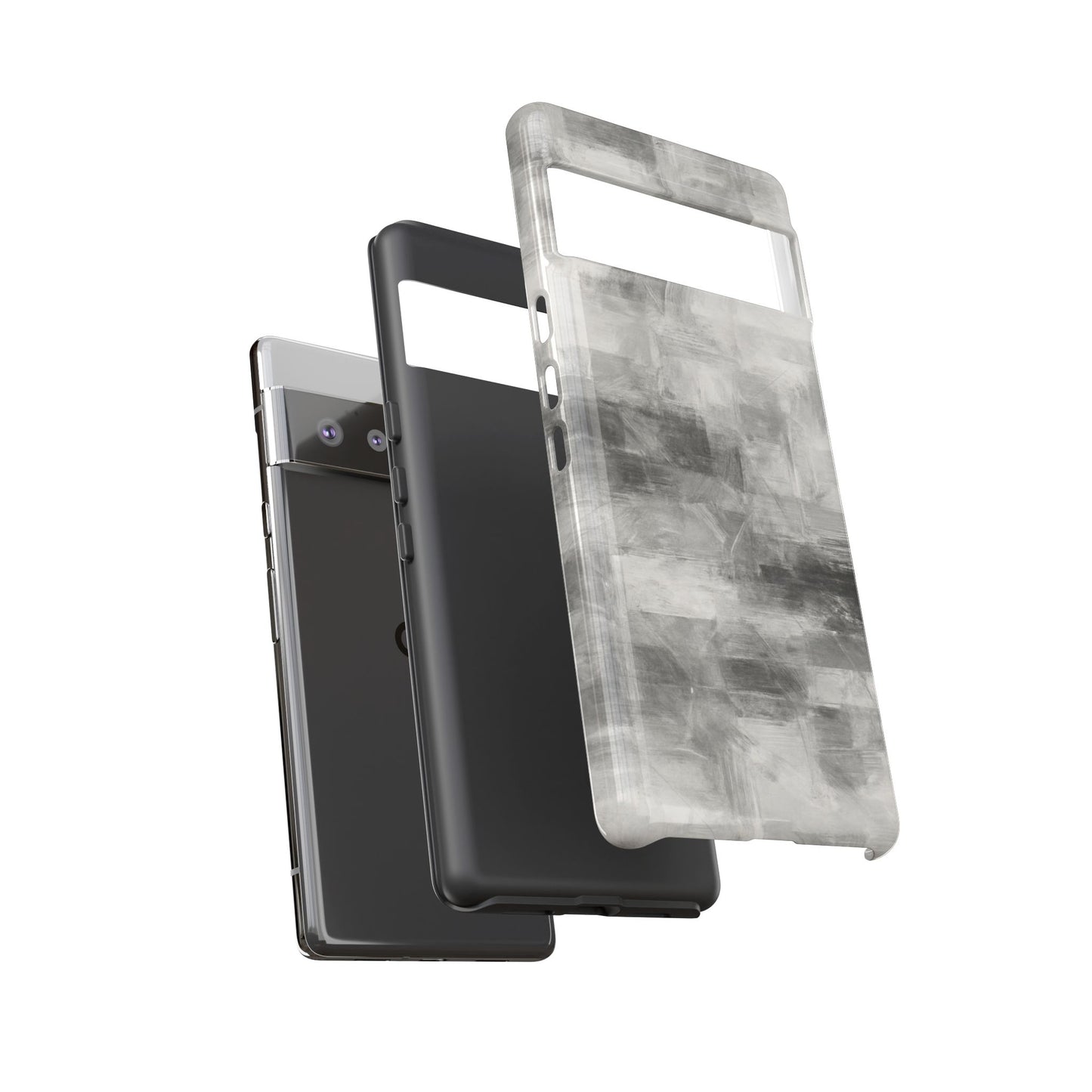 Abstract gray grid phone case for iPhone, tough protective cover by Printify, with geometric pattern design.