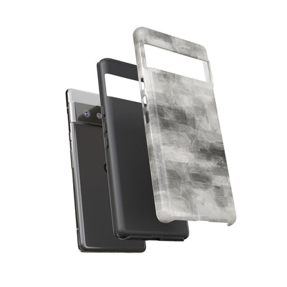 Abstract gray grid phone case for iPhone, tough protective cover by Printify, with geometric pattern design.