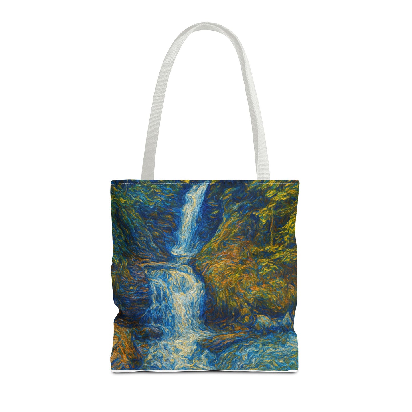 Nature-Inspired Tote Bag, Artistic Eco-Friendly Shopper, Waterfall Design, Reusable Market Bag, Gift for Nature Lovers - TRV